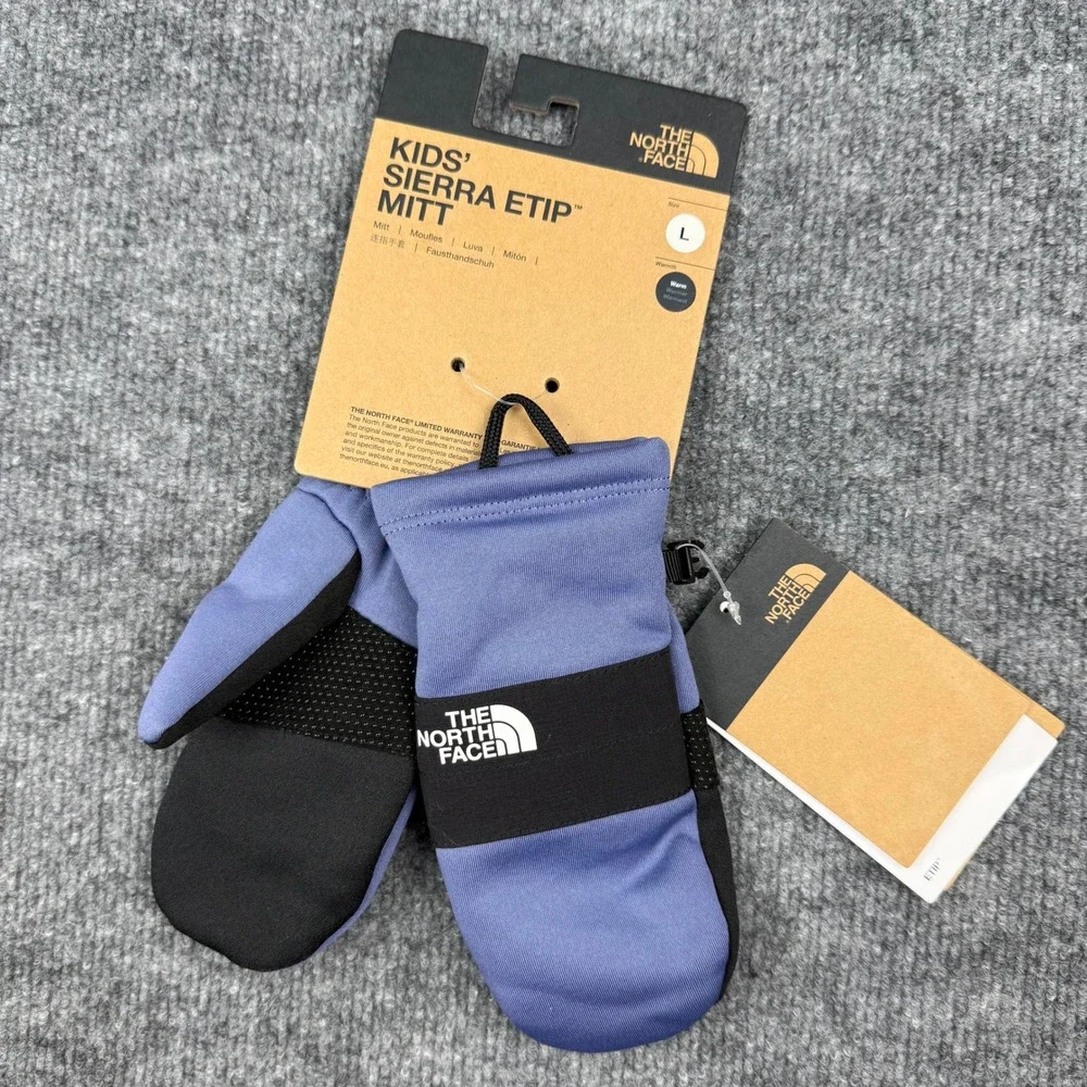 NWT The North Face Kids Sierra Etip Mitt Cave Blue Fleece Winter Mittens Large